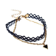 Geometric pendant lace anklet