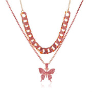 Rhinestone butterfly necklace