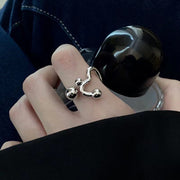 Liquid Irregular Pleated Couple Ring Female Niche