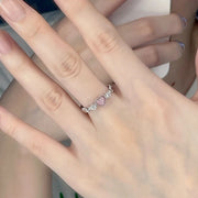 Pink Opal Love Heart-shaped Ring Women's Design Sense Niche