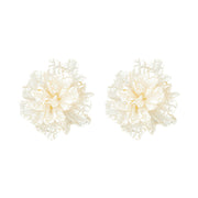 White Camellia Flower Special Interest Light Luxury Earrings