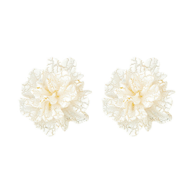 White Camellia Flower Special Interest Light Luxury Earrings