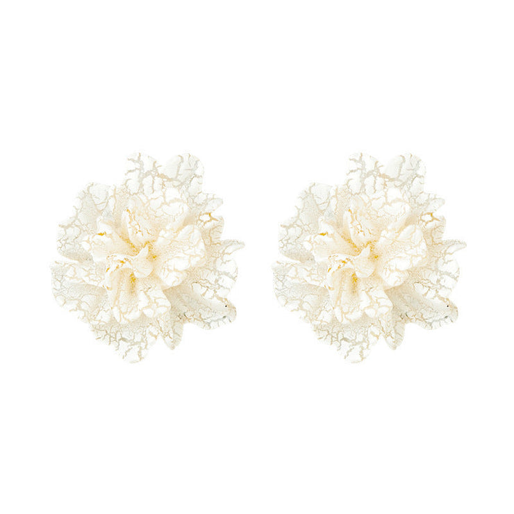 White Camellia Flower Special Interest Light Luxury Earrings