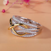 European And American Fashion Women's Two-tone Ring 8 Words