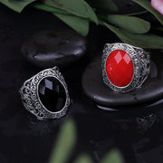 Agate-like Diamond Cut Face Ring