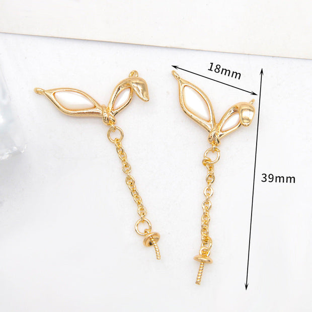 Women's White Shell Pendant Ear Rings