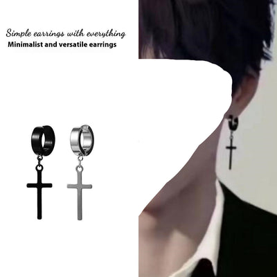 Cross Stud Earrings Male European Hip Hop